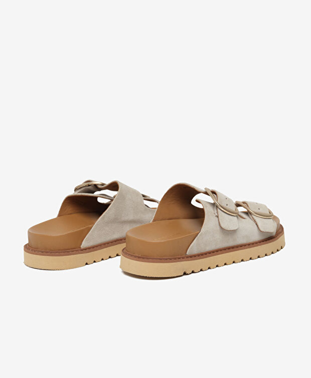 Kadın Bej Süet Hakiki Deri Terlik - 4