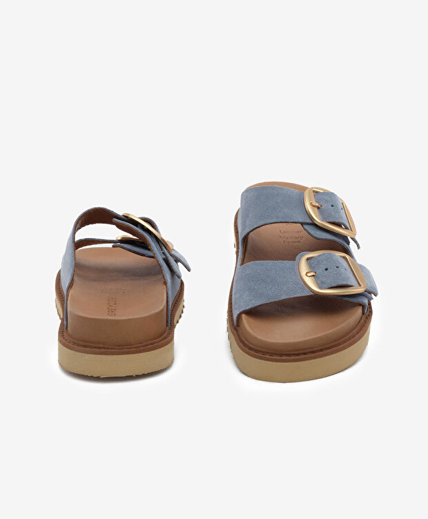 Kadın Mavi Süet Hakiki Deri Terlik - 7