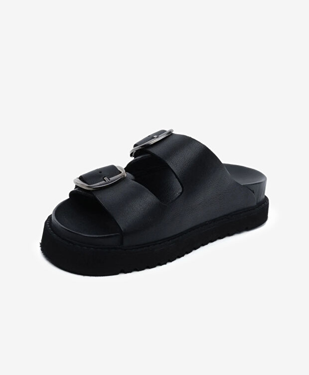 Kadın Siyah Hakiki Deri Terlik - 3