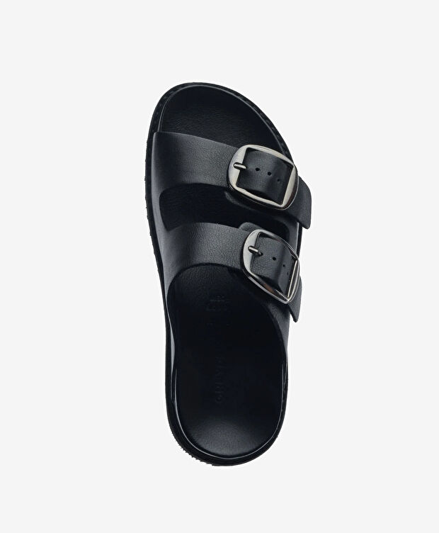 Kadın Siyah Hakiki Deri Terlik - 4