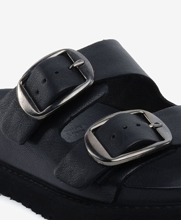 Kadın Siyah Hakiki Deri Terlik - 5