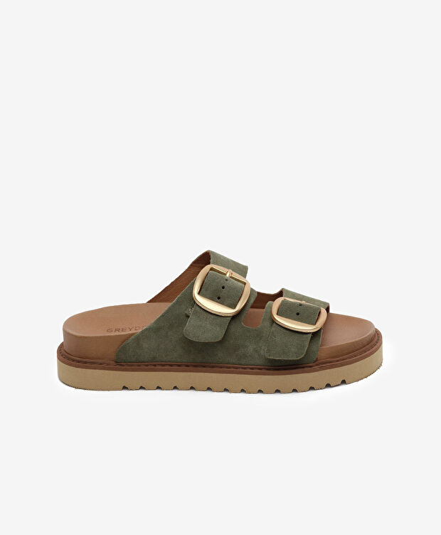 Kadın Yeşil Süet Hakiki Deri Terlik - 1