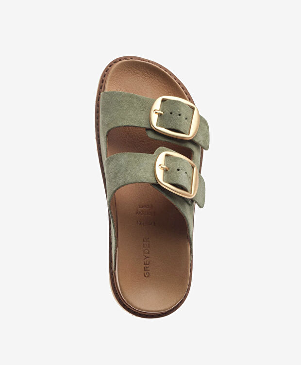 Kadın Yeşil Süet Hakiki Deri Terlik - 4