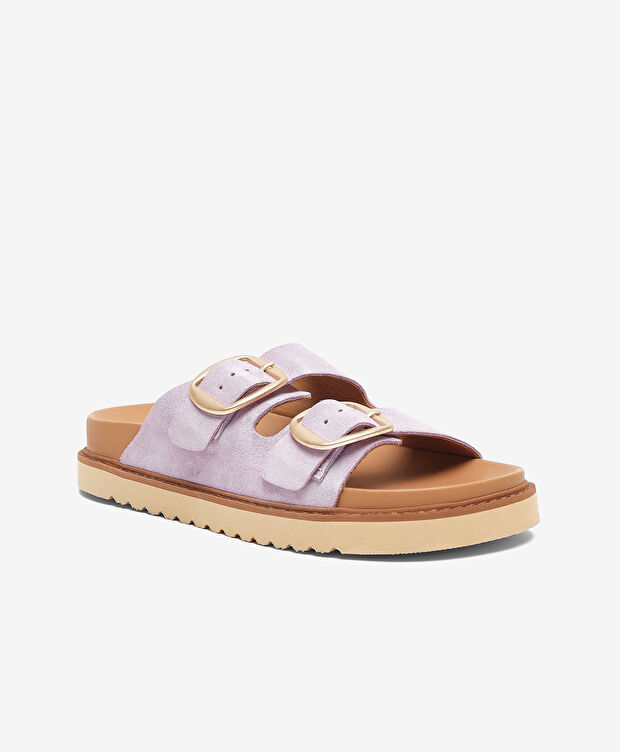 Kadın Lila Süet Hakiki Deri Terlik - 2