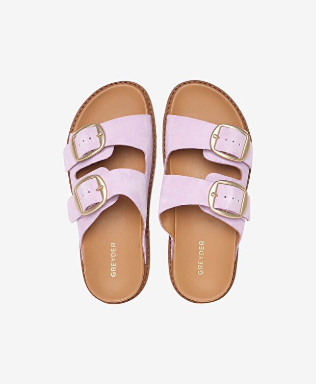 Kadın Lila Süet Hakiki Deri Terlik - 5