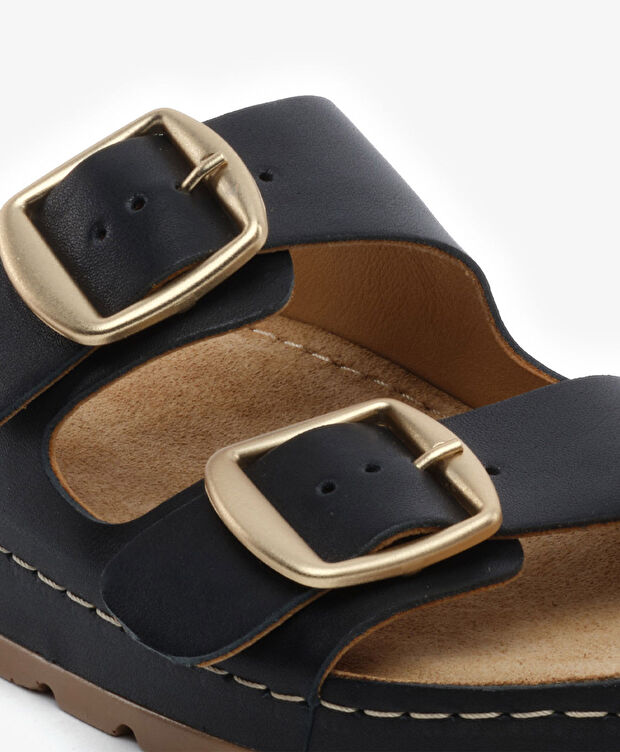 Kadın Siyah Hakiki Deri Terlik - 5