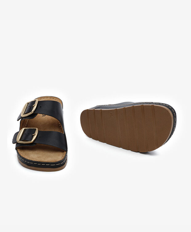 Kadın Siyah Hakiki Deri Terlik - 6