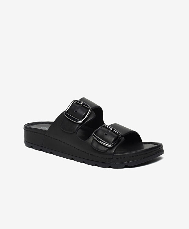 Kadın Siyah Hakiki Deri Terlik - 2