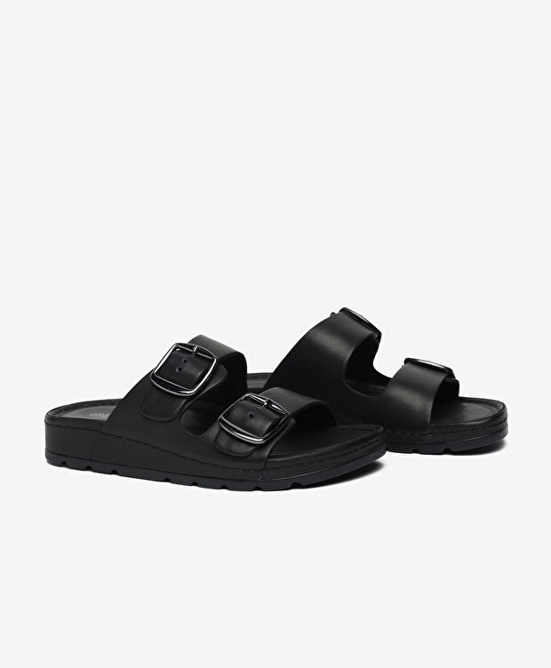 Kadın Siyah Hakiki Deri Terlik - 3