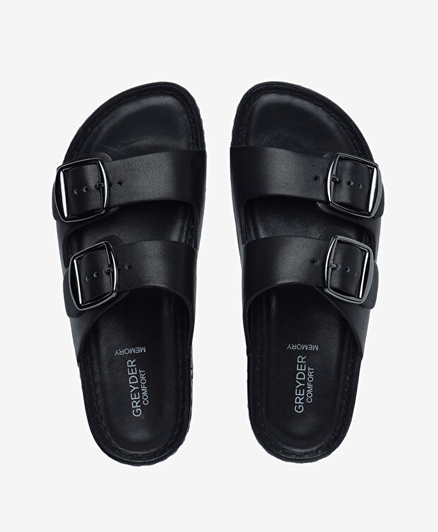 Kadın Siyah Hakiki Deri Terlik - 5