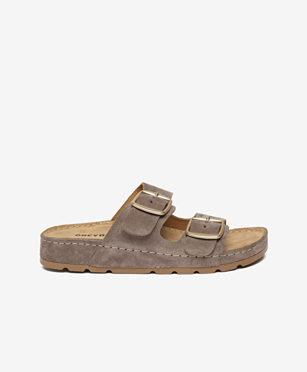 Kadın Kahverengi Süet Hakiki Deri Terlik - 1