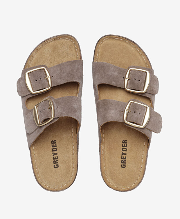 Kadın Kahverengi Süet Hakiki Deri Terlik - 5