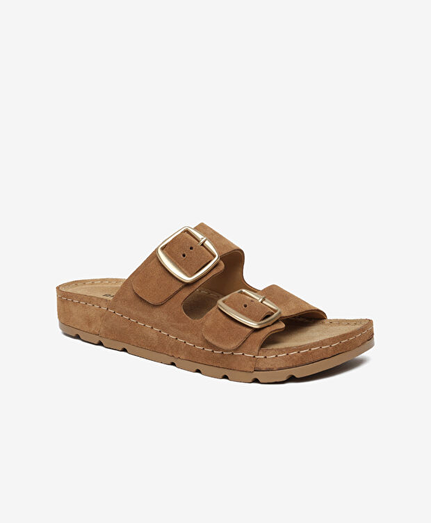 Kadın Taba Süet Hakiki Deri Terlik - 2