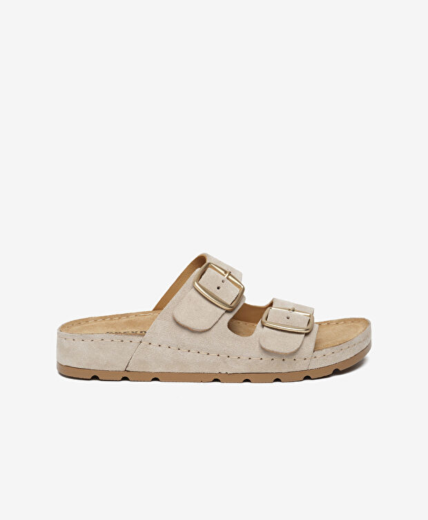 Kadın Bej Süet Hakiki Deri Terlik - 1