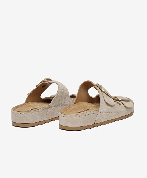 Kadın Bej Süet Hakiki Deri Terlik - 4