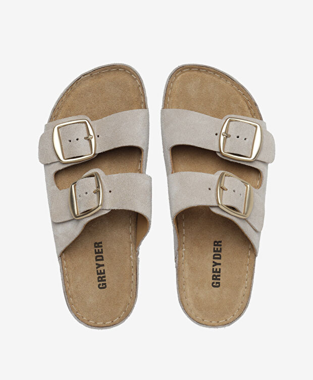 Kadın Bej Süet Hakiki Deri Terlik - 5