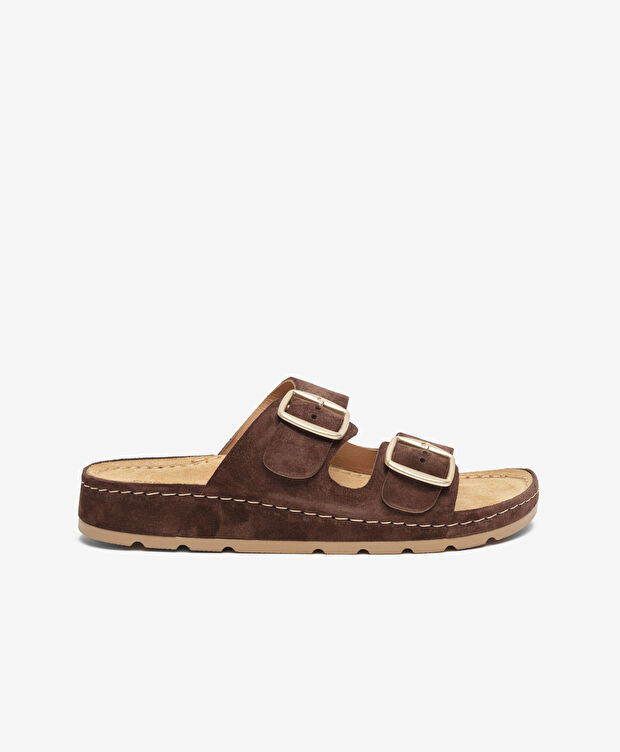 Kadın Kahverengi Süet Hakiki Deri Terlik - 1