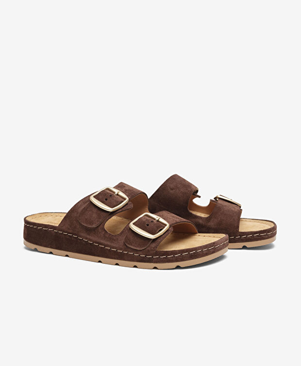 Kadın Kahverengi Süet Hakiki Deri Terlik - 3