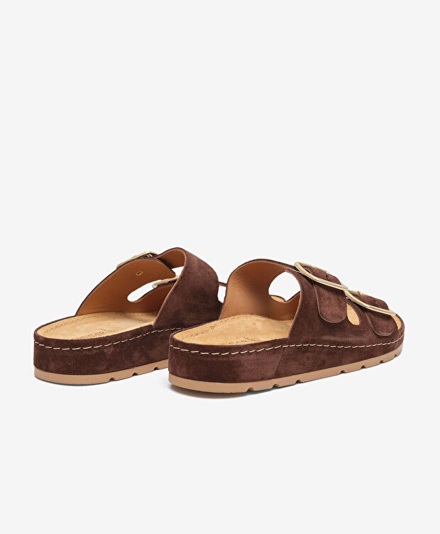 Kadın Kahverengi Süet Hakiki Deri Terlik - 4