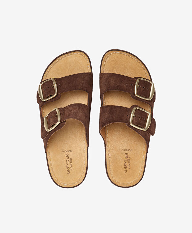 Kadın Kahverengi Süet Hakiki Deri Terlik - 5