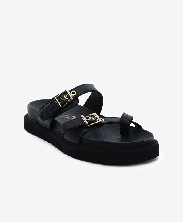 Kadın Siyah Hakiki Deri Terlik - 2