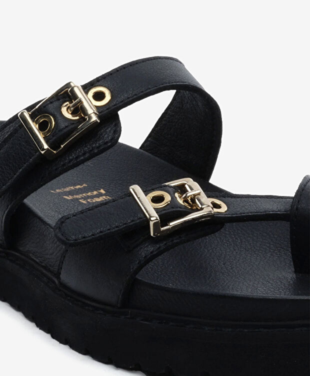 Kadın Siyah Hakiki Deri Terlik - 5