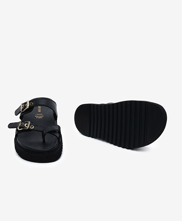 Kadın Siyah Hakiki Deri Terlik - 6