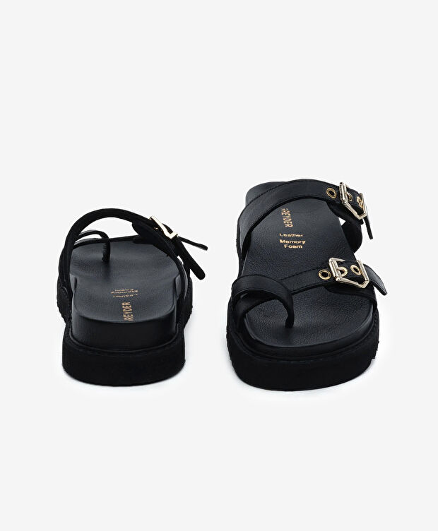 Kadın Siyah Hakiki Deri Terlik - 7