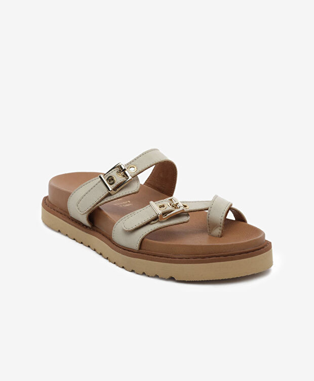 Kadın Bej Hakiki Deri Terlik - 2