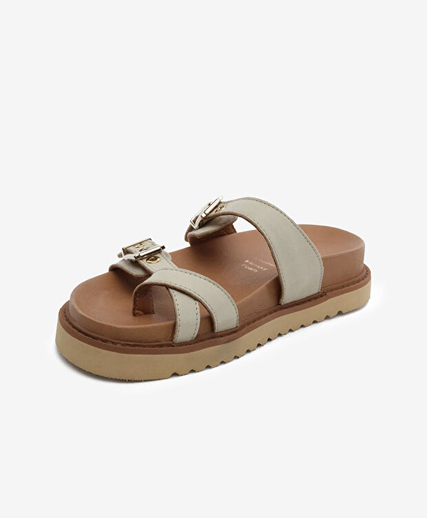 Kadın Bej Hakiki Deri Terlik - 3