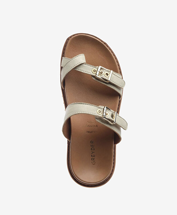 Kadın Bej Hakiki Deri Terlik - 4