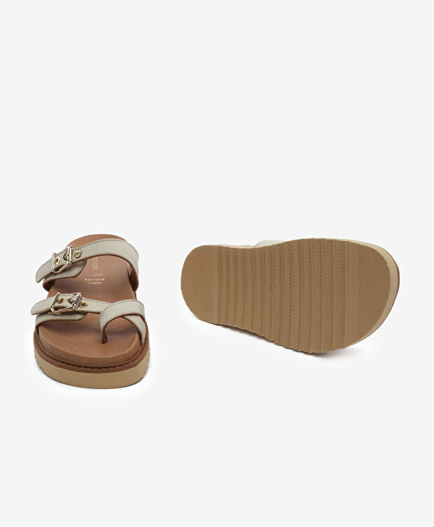 Kadın Bej Hakiki Deri Terlik - 6