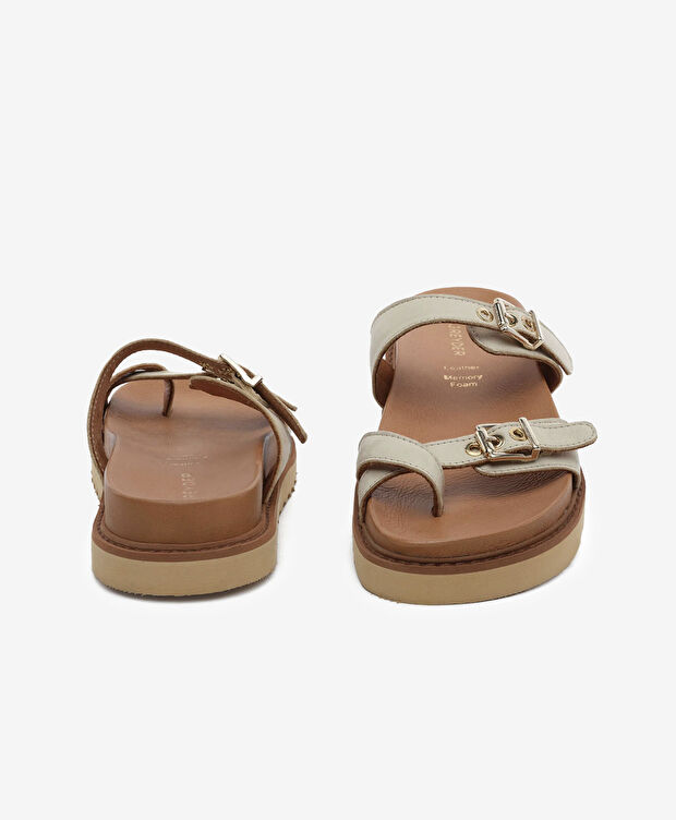 Kadın Bej Hakiki Deri Terlik - 7