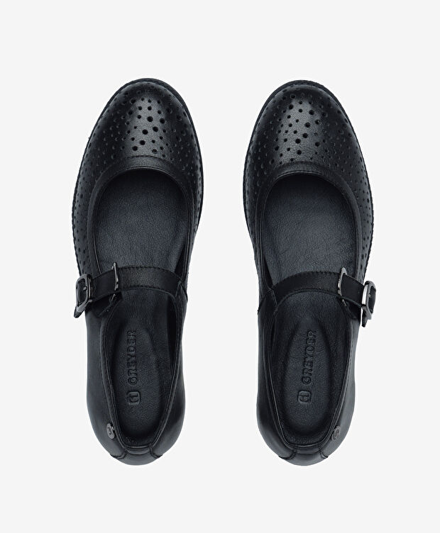 Kadın Siyah Hakiki Deri Babet - 5