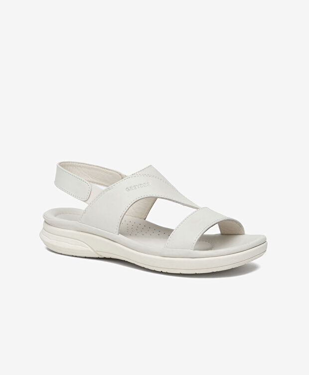 Kadın Kirli Beyaz Hakiki Deri Comfort Sandalet - 2