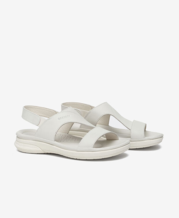 Kadın Kirli Beyaz Hakiki Deri Comfort Sandalet - 3