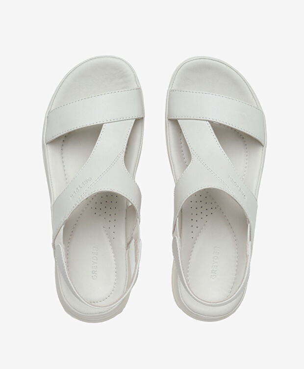 Kadın Kirli Beyaz Hakiki Deri Comfort Sandalet - 5