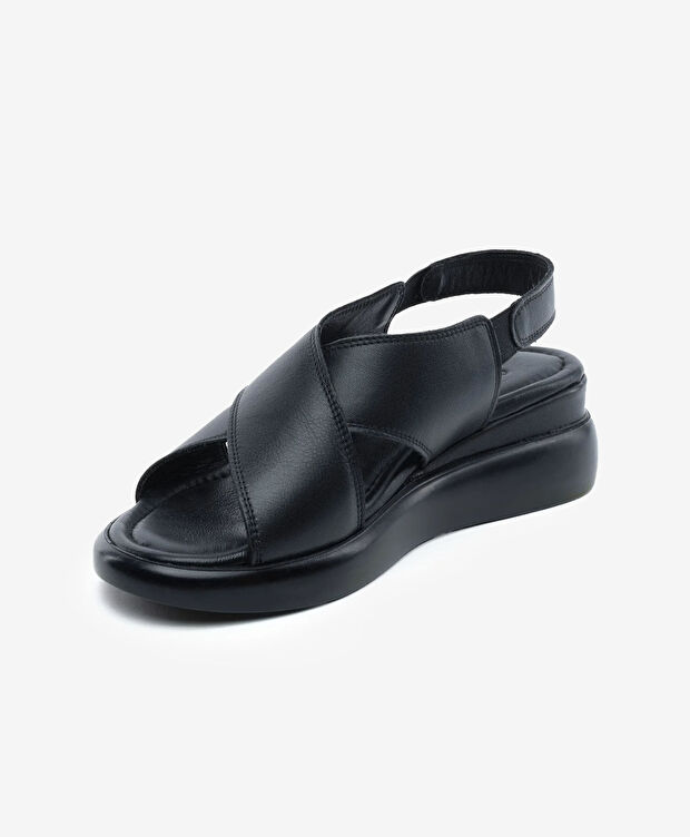 Kadın Siyah Hakiki Deri Comfort Sandalet - 2