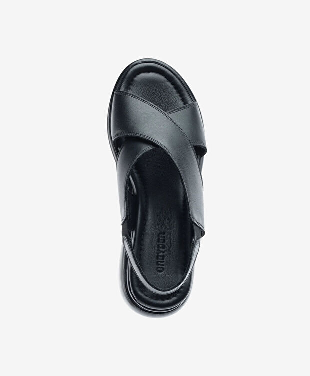 Kadın Siyah Hakiki Deri Comfort Sandalet - 3