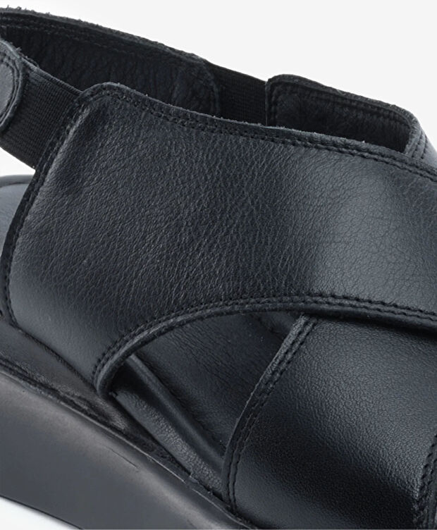 Kadın Siyah Hakiki Deri Comfort Sandalet - 4