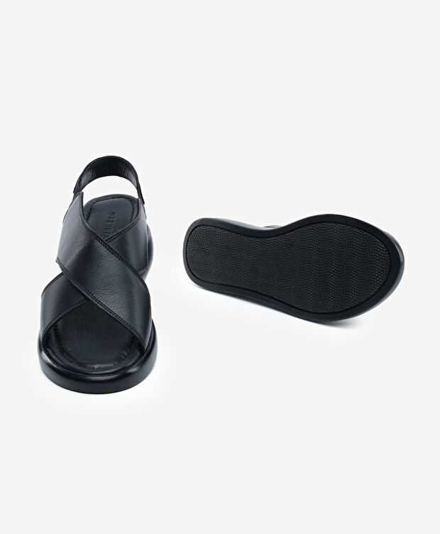 Kadın Siyah Hakiki Deri Comfort Sandalet - 5