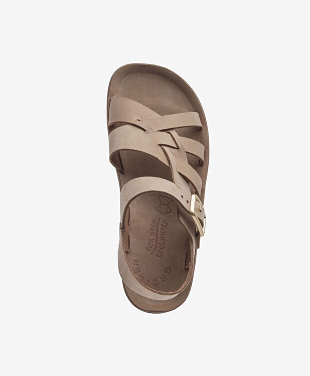 Kadın Açık Vizon Nubuk Hakiki Deri Sandalet - 4