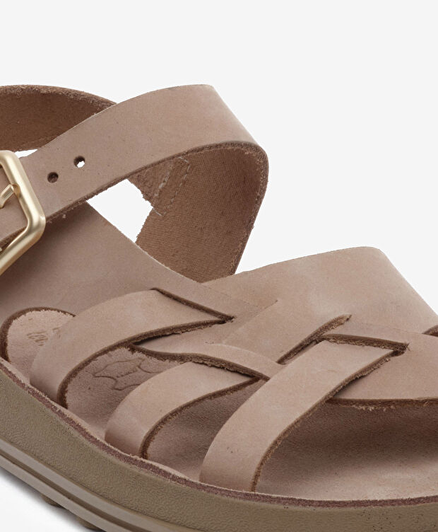 Kadın Açık Vizon Nubuk Hakiki Deri Sandalet - 5