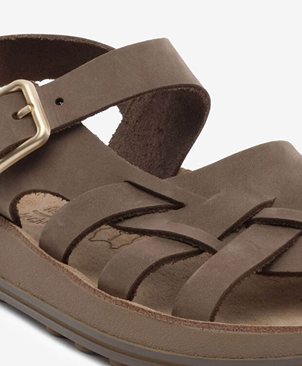 Kadın Kahverengi Nubuk Hakiki Deri Sandalet - 5