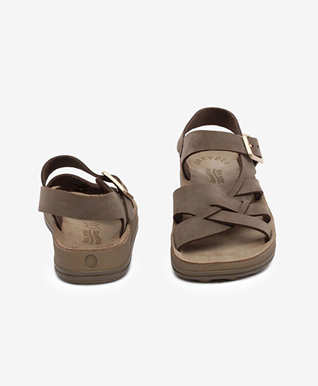 Kadın Kahverengi Nubuk Hakiki Deri Sandalet - 7