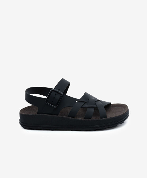 Kadın Siyah Nubuk Hakiki Deri Sandalet - 1