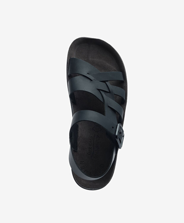 Kadın Siyah Nubuk Hakiki Deri Sandalet - 4