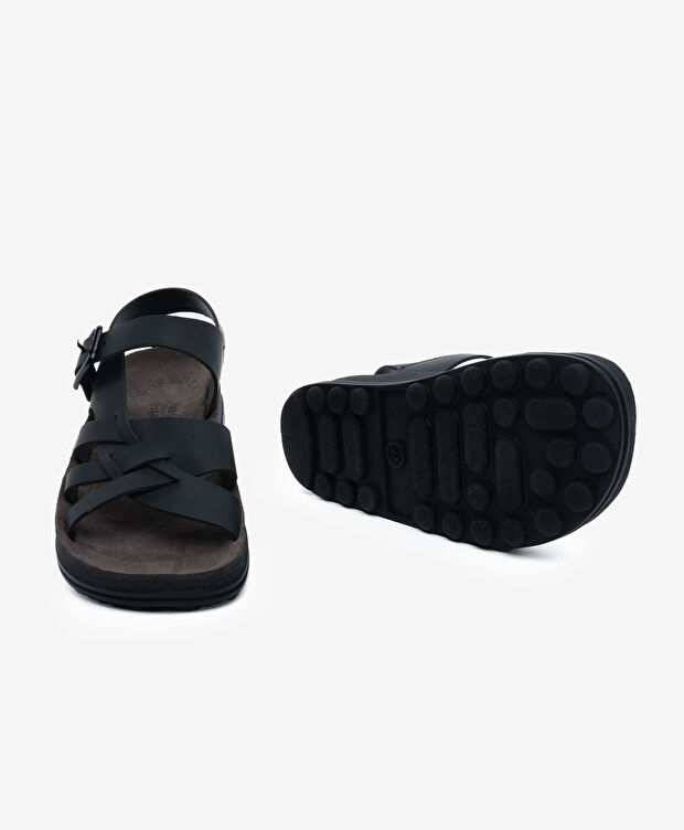 Kadın Siyah Nubuk Hakiki Deri Sandalet - 6