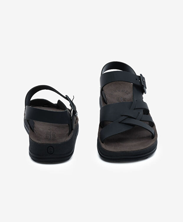 Kadın Siyah Nubuk Hakiki Deri Sandalet - 7