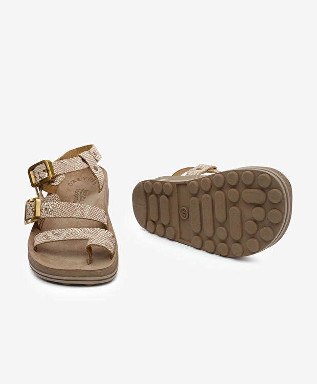 Kadın Pembe Yılan Hakiki Deri Sandalet - 6